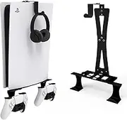 ZHSX Wall Mount for PS5 Models,ps5 shelf playstation wall mount Compatible with PS5 and PS5 Slim Disc Adjustable length and width Holds Two Controllers