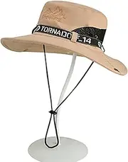 [CLSQLXYJZC] Outdoor Men's Sun Hat, Summer Sunscreen Shade Adjustable Chin Strap Quick Drying Big Brim Fisherman Hat, for Fishing Breathable Mesh Safari Boonie Bush Hat(Khaki)