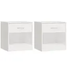 Bedside Cabinets 2 Pcs With Drawer High Gloss White Wood Bedside Tables