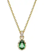Swarovski Chroma Green Pear Cut Pendant Necklace in Gold Tone, 15-16.5