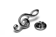 Polished Treble Clef silver-plated pin badge gift musician conductor teacher stu