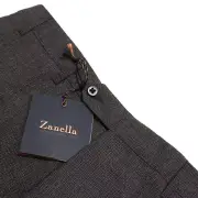 Zanella NWT Dress Pants Size 32 US Devon In Gray Small Pattern Wool Blend