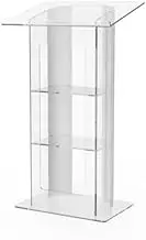 Acrylic Pulpits for Churches Podium, Stainless Steel Sides Pulpit, School Lectern Standing Speaking Podium Portable Stand for Conference Weddings Classrooms