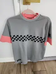 New Men’s Adidas Adicross Checkered Golf Shirt Pink Salmon & Gray Size M