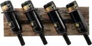 Rustic Country Wine Rack Wall Mounted Fits 4 Standard Bottles, Metal and Wood St