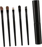 MERRYHAPY 5pc Portable Eye Makeup Brush Set Travel Case Eyeliner Eyeshadow Eyebrow Blending Brushes Eye Makeup Case for Daily Use