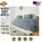 Elegant King Size Headboard Wedge Pillow with 2 Neck Roll Support Cushions