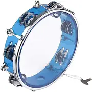 8-inch Tambourine Handbell Hand Drum with Row Jingles Percussion Instrument Blue