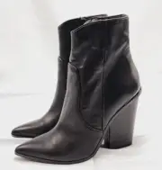 STEVE MADDEN Womens Black Padded Rarely Pointed Toe Zip-Up Leather Western Boots