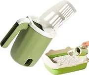 Cat Litter Scooper, Pet Waste Shovel, Trash Bag Dispenser, Portable Poop Collector with Holder, Easy Clean Tool for Apartment, Travel, Daily Home, Outdoor Use, Yellow, Green