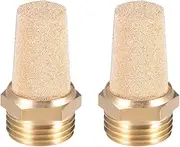 uxcell Brass Exhaust Muffler, 1/2" G Male Thread 53/64" Hex Sintered Air Pneumatic Bronze Muffler with Brass Body Protruding 2pcs