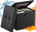 ENGPOW Storage Ottoman with Lock,Fireproof ＆ Waterproof Folding Ottoman Foot