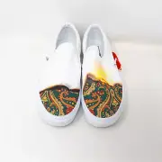Vans Classic Slip On Big Reveal Paisley White Authentic Shoe Sneaker Mens 9.5 US