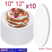 10x Masonite Cake Board 5mm White Round 10/12 Inch Cake Boxes Boards Heavy Duty
