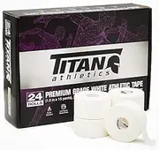 White Athletic Sports Tape - 1.5 Inch x 45 Feet Per Roll - 100 Percent Cotton with Zinc Oxide - Easy Tear Zig Zag Design… (White - 24 Pack)