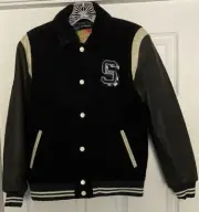 NWT Boys/Girls SHRUNK SCOTCH & SODA Varsity Bomber Jacket Leather Sleeve Sz 12