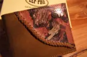 ZEP PRO Fence Row Camo Texas Longhorns Leather bifold Wallet TIN GIFT BOX