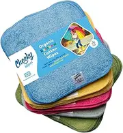 Cheeky Wipes - Organic Premium Rainbow Heavyweight Cotton 25 Pack Baby Wipes - 15x15cm Reusable Towelling Wipes, Extra Soft & Perfect for Cleansing Baby's Hands and Face | Eco Friendly
