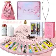 Myripoly Tarot for Learning-Tarot Cards Set with Meanings on Them-Beginner Tarot Deck Se twith Tarot Spread Cloth,Velvet Pouches-Tarot Cards for Beginners Crystal