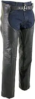 Milwaukee Leather LKM5722 Men's Black Premium Leather Dual Comfort Motorcycle Biker Rider Chaps
