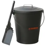 Uniflame C-1724B Olde World Iron Finish Ash Bin with Lid & Shovel