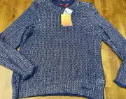 NEW Narciso Rodriguez for Design Nation Navy Gunmetal Metallic Sweater Size XL
