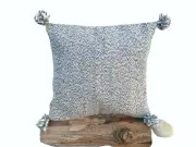 Gray Zapotec Tapestry Pillow Case, 19"x19" Hand woven non dyed wool pillow cover