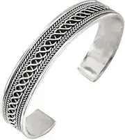 [Treasure Bay] TreasureBay Mens, Womens Solid 925 Sterling Silver Bangle Bracelet