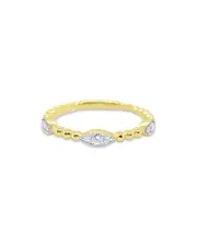 Meira T 14K Yellow Gold Leaf Beaded Diamond Ring