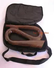 Compact S-Shape Didgeridoo + Bag * Dark Sono Hardwood HandCarved travel didgebox