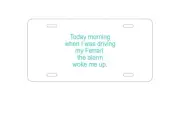 Aluminum License Plate - - When Driving My Ferrari, Alarm Woke Me