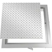 Recessed Manhole Cover 60 x 60 cm Clear Opening, Galvanized Steel Drain Cover Overall Size 67 x 67 cm, Sealed Square Manhole Cover and Frame, Steel Man Hole Lid Inspection Access for