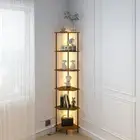 6 Tier Corner Shelf with LED Light,Tall Standing Shelf Organizer,Narrow