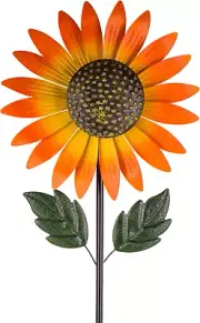 Sunflower Wind Spinner Metal Flowers Kinetic Sculpture Outdoor Garden Decoration