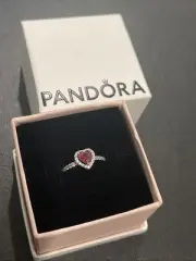 NEW 100% Authentic PANDORA 925 Silver Elevated Red Heart Ring 198421C02 Sz 5.5