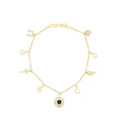 Bevilles Charm Bracelet 9ct Yellow Gold Infusion 19cm