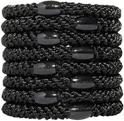 L. Erickson Grab & Go Ponytail Holders, Black, Set of Eight - Exceptionally Secure with Gentle Hold