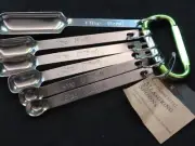 Carabinered Narrow Nesting StainlessSteel Measuring Spoon SET NEW{spices / diet}