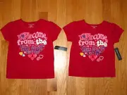 Twin girls LOVE COMES FROM THE HEART Red shirts NWT 24m