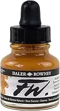 Daler-Rowney FW Acrylic Ink, Glass Bottle with Dropper, 1oz - 29.5 ml, Raw Sienna
