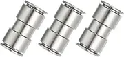 uxcell Air Line Fittings, 5/9" Straight Nickel-Plated Brass Push to Connect Quick Connect Fittings Pipeline Hose Connector Replace Repair Kit for Air Compressor Pneumatic System, 3 Pcs