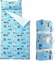 Toddler Nap Mat with Removable Pillow, Cotton Nap Mats for Preschool, Easy Clean Toddler Nap Pad for Kindergarten, Kids Sleeping Bag for Travel Camping