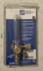 NRP Nitrogen Flowmeter NFM100F, 1/4 Flare 50psi, 0-75 SCFH, Solid Brass