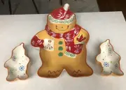 3 Temptations Winter Whimsy Christmas Holiday Gingerbread Appetizer Trays New