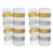 2 Pcs Decorative Mesh Ribbon, 10" x 10 Yard Ribbon Roll, Laser Gold Silver White