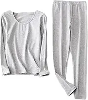 [OFFSUM] Women’S Thermal Underwear Set - Warm Winter Lingerie Suit Plus Size Long Pants Tops Two Piece Set Thin Soft Loungewear Slim Simple Clothing
