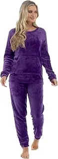 [Slumber Hut] Ladies Fleece Pyjamas Twosie - Novelty Black Prosecco or Grey Weekend Gin - Loungewear Womens Pajamas with Emboidered Slogan - Velvet Soft Flannel PJs - Size UK 8 10 12 14 16 18 20 22