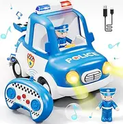 Lehoo Castle Remote Control Car, Police Car RC Cars, Cartoon RC Race Car, Toy Car with Music & Sound Toy for Toddler Kids, Baby Toys for 3 4 5 Year Old
