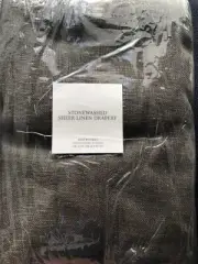 NEW Restoration Hardware Stonewashed Sheer Linen Drapery Panel FOG 100”x120”