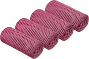 uxcell Cooling Towel 40"x12", 4 Pcs Ice Towel for Neck and Face, Soft Breathable Chilly Sweat Absorbing for Yoga Sports Camping Fitness Running Golf, Rose Red